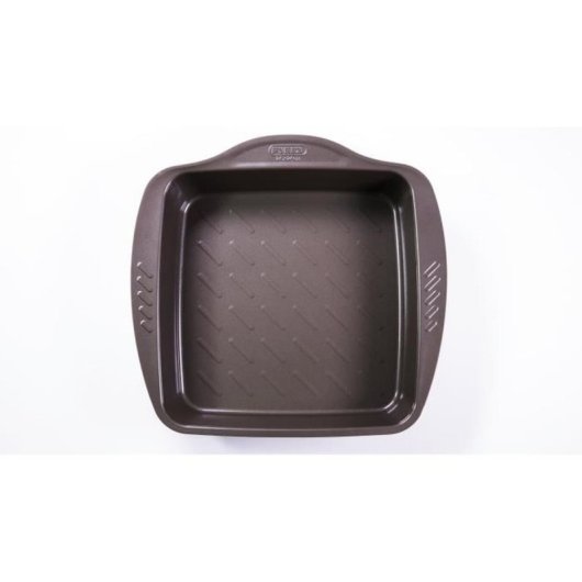 Pyrex Asimetria Fuente Para Horno Cuadrada 24 X 24 X 6 Cm, Metal Antiadherente Gris, Interior Texturizado, Asas Xl Ergonómicas, Apta Horno Hasta 230°c Y Lavavajillas