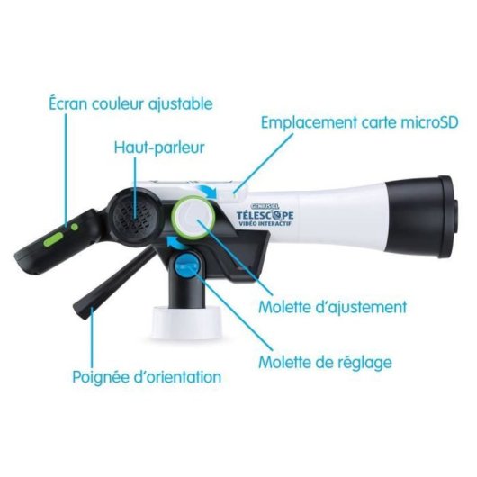Vtech Genius Xl Telescopio Digital Interactivo Con Cámara Y Pantalla Color De 2,4", 110x Zoom, Microsd, Contenido Nasa Y Trípode Ajustable 74 Cm