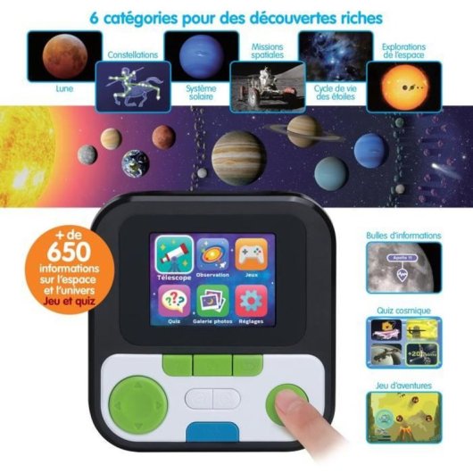 Vtech Genius Xl Telescopio Digital Interactivo Con Cámara Y Pantalla Color De 2,4", 110x Zoom, Microsd, Contenido Nasa Y Trípode Ajustable 74 Cm