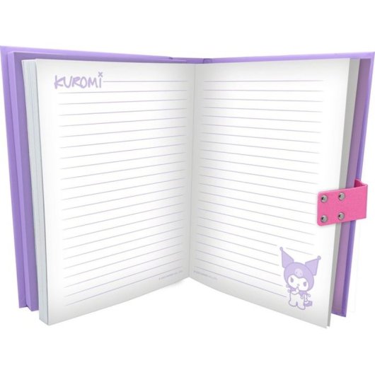 Diario Secreto Kuromi A5 Morado Con Cerradura Por Combinación Y Sonido, Tapa Dura Efecto Mate, Páginas Rayadas, Teclado Con Botones Corazón, Incluye 3 Pilas Lr44 (a0466434)