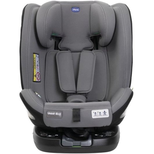 Chicco Unico Evo Silla Coche Convertible I-size 360° 40-150 Cm Gris/negro Con Isofix Y Top Tether, 5 Reclinaciones Y Reductor Recién Nacido
