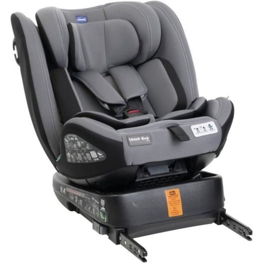 Chicco Unico Evo Silla Coche Convertible I-size 360° 40-150 Cm Gris/negro Con Isofix Y Top Tether, 5 Reclinaciones Y Reductor Recién Nacido