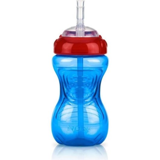 Nuby Easy Grip Vaso Antigoteo Con Pajita De Silicona Soft Flex 300 Ml, Pack 3 Con Válvula Touch-flo, Tapa Domo Roscada