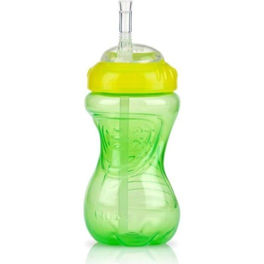 Nuby Easy Grip Vaso Antigoteo Con Pajita De Silicona Soft Flex 300 Ml, Pack 3 Con Válvula Touch-flo, Tapa Domo Roscada