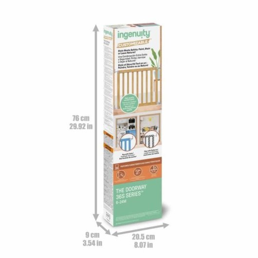 Barrière de sécurité Ingenuity Bois Ajustable 76–91 cm Hauteur 72,8 cm Portillon Personnalisable