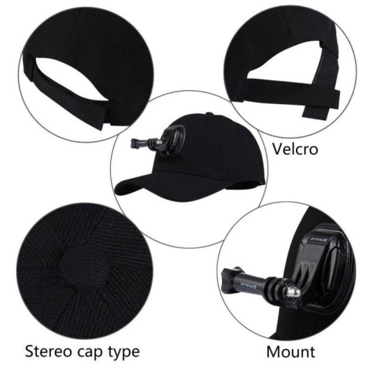Gorra Puluz PU195 con soporte para cámara deportiva DJI, GoPro, Insta360