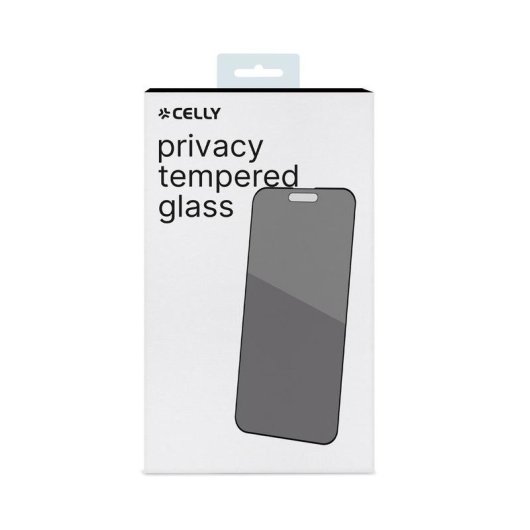 Protector de pantalla Privacy Celly para iPhone 15 Pro Max, Vidrio Templado, Negro