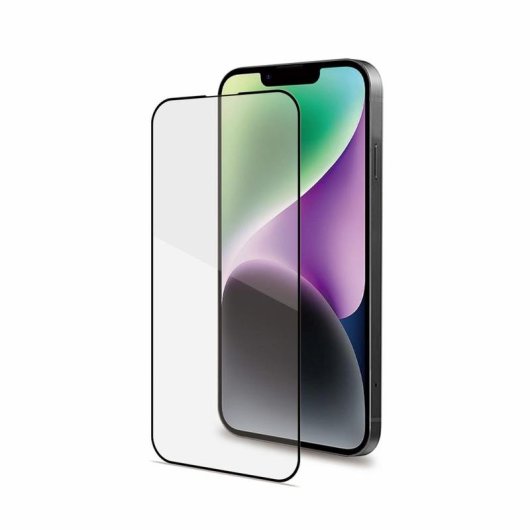 Protector de pantalla Celly Fullglass para Apple iPhone 15, Vidrio Templado 9H, Negro