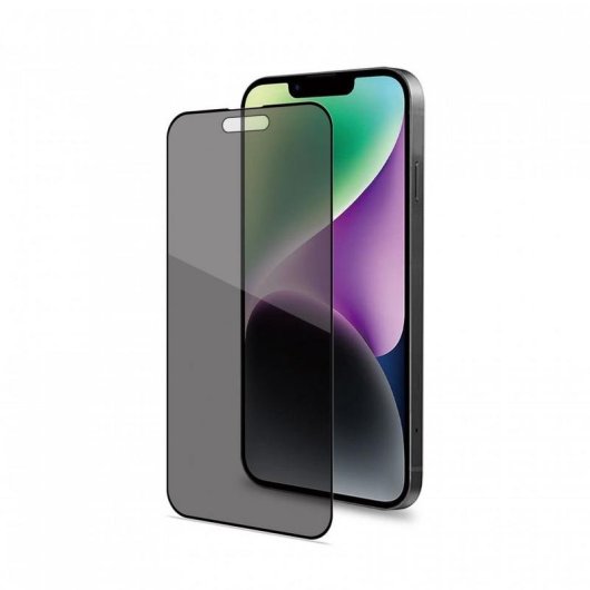 Protector de pantalla privacidad Celly para iPhone 15, vidrio templado 9H, negro