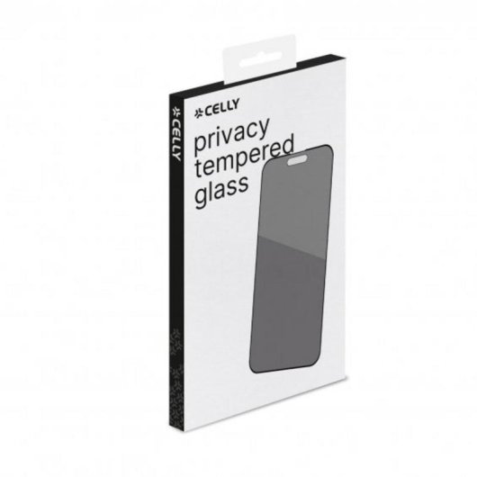 Protector de pantalla privacidad Celly para iPhone 15, vidrio templado 9H, negro