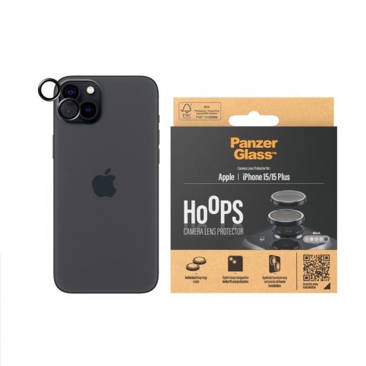 Protector de cámara PanzerGlass Hoops Negro para iPhone 15 | 15 Plus