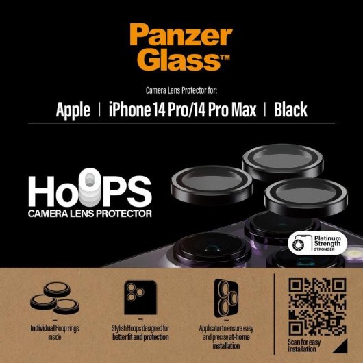 Protector de cámara PanzerGlass Hoops iPhone 14 Pro | 14 Pro Max Negro
