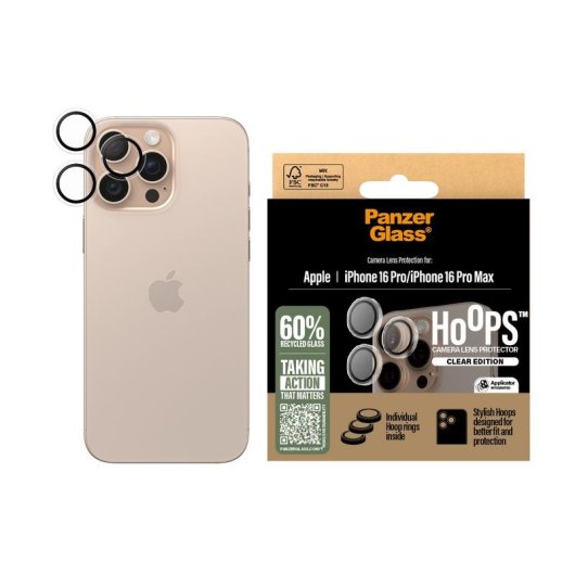 Protector de cámara PanzerGlass Hoops iPhone 16 Pro | 16 Pro Max Transparente