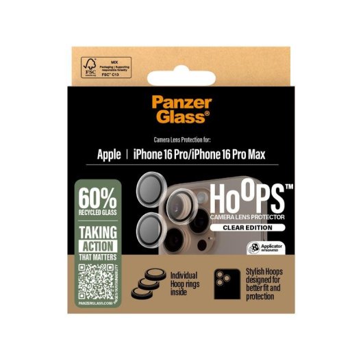 Protector de cámara PanzerGlass Hoops iPhone 16 Pro | 16 Pro Max Transparente