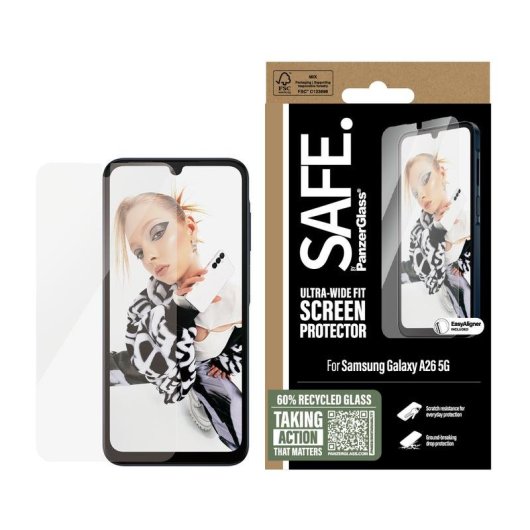 Protector de pantalla PanzerGlass SAFE Samsung Galaxy A26 5G Ultra-Wide Fit