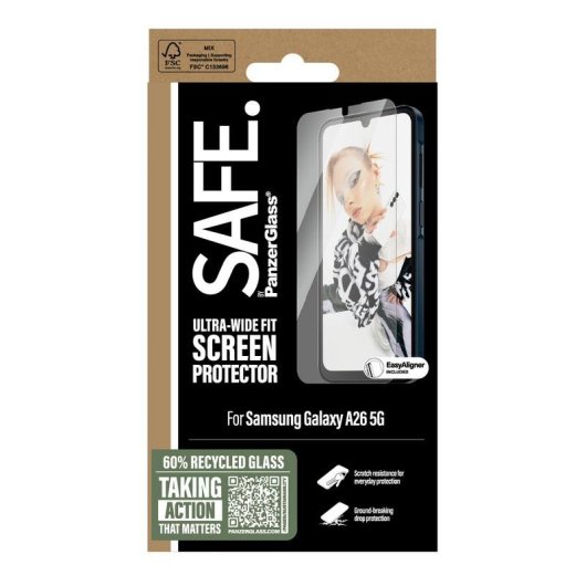 Protector de pantalla PanzerGlass SAFE Samsung Galaxy A26 5G Ultra-Wide Fit