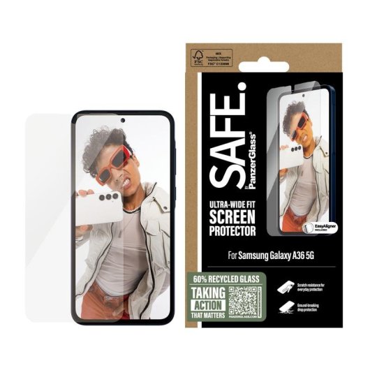 Protector de pantalla PanzerGlass SAFE Samsung Galaxy A36 5G Ultra-Wide Fit