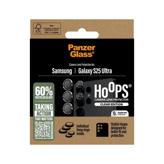 Protector de lente de cámara PanzerGlass Hoops transparente para Samsung Galaxy S25 Ultra