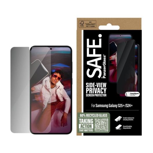 Protector de pantalla privacidad PanzerGlass SAFE Samsung Galaxy S25+ | S24+ diseño sin marco