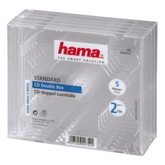 Caja de almacenamiento para CD Hama Double Jewel Case Pack 5 Transparente