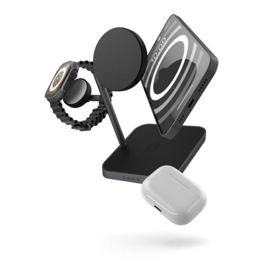 Cargador Inalámbrico Zens Pro 3 Negro 15W Qi2 para iPhone y Apple Watch
