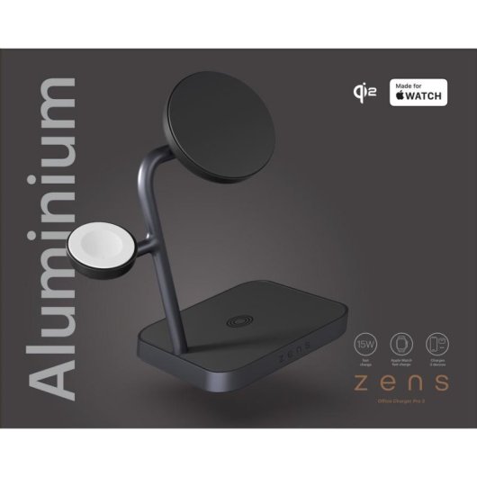 Cargador Inalámbrico Zens Pro 3 Negro 15W Qi2 para iPhone y Apple Watch