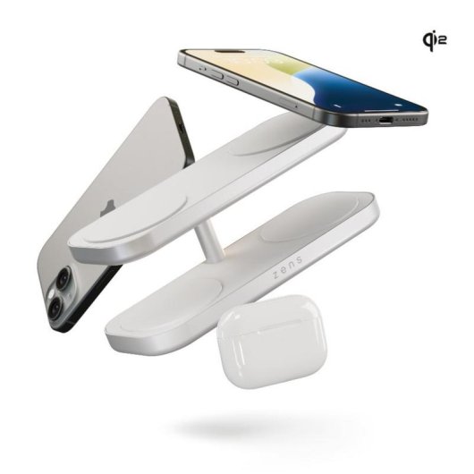 Cargador Inalámbrico ZENS Quattro Charger Pro 4 Blanco 4 Dispositivos Qi2