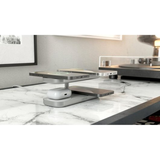 Cargador Inalámbrico ZENS Quattro Charger Pro 4 Blanco 4 Dispositivos Qi2