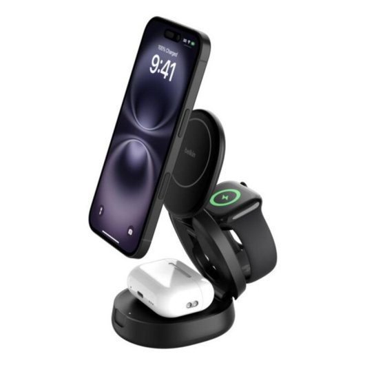 Chargeur Sans Fil Belkin BoostCharge 3 en 1 Qi2 15W Pliable Noir