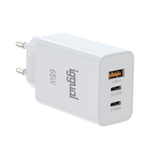 Cargador IGGUAL Triple USB-A + 2x USB-C GaN 65W