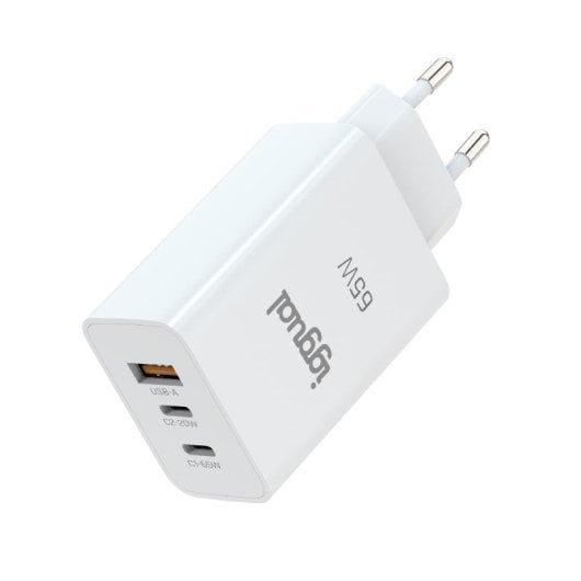 Cargador IGGUAL Triple USB-A + 2x USB-C GaN 65W