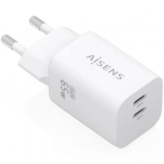 Ladegerät GaN AISENS 65W 2xUSB-C PD3.0 QC4.0 Weiß