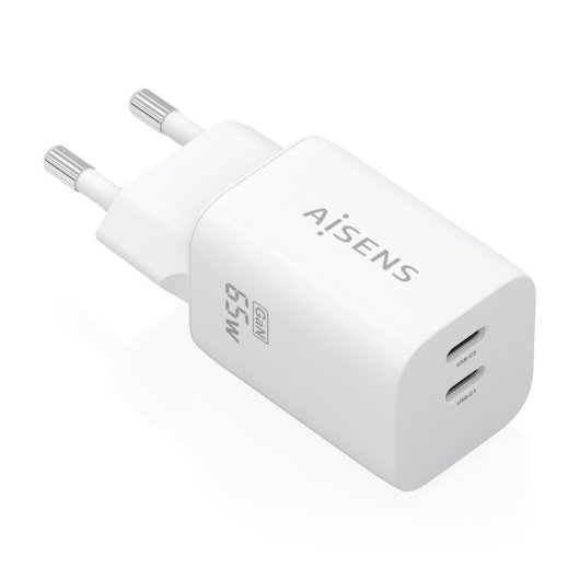 Ladegerät GaN AISENS 65W 2xUSB-C PD3.0 QC4.0 Weiß