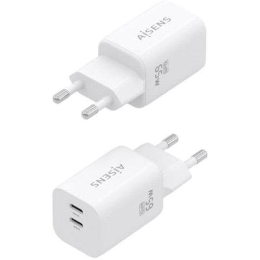 Ladegerät GaN AISENS 65W 2xUSB-C PD3.0 QC4.0 Weiß
