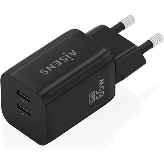 Chargeur GaN AISENS 65W 2xUSB-C PD3.0 QC4.0 Noir