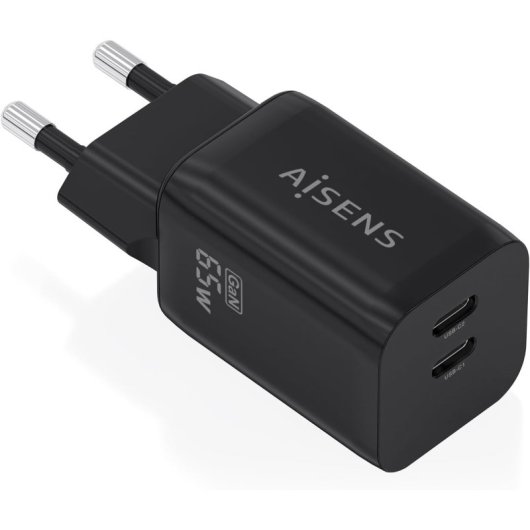 Chargeur GaN AISENS 65W 2xUSB-C PD3.0 QC4.0 Noir
