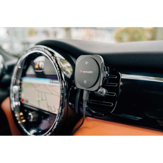 Cargador Inalámbrico Verbatim Charge 'n' Drive Qi2 para Coche USB Negro