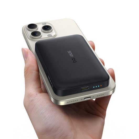 Externe Batterie Baseus EnerFill FM11 10000 mAh Power Delivery Kabelloser Ladeadapter Schwarz