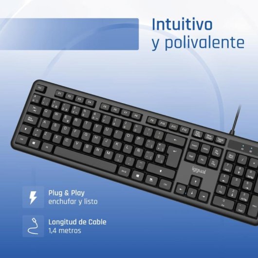 Teclado IGGUAL CK-OFFICE-105T alámbrico USB QWERTY completo negro