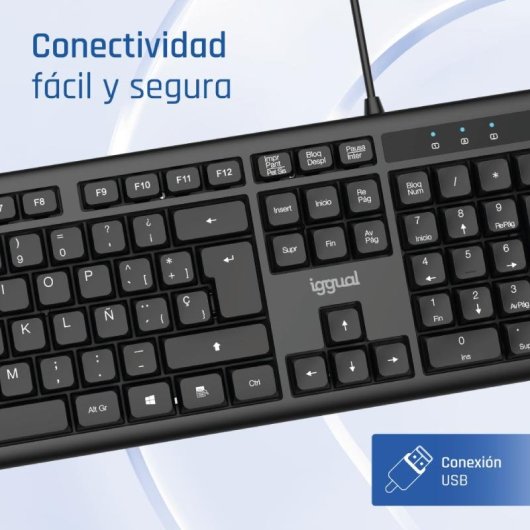 Teclado IGGUAL CK-OFFICE-105T alámbrico USB QWERTY completo negro