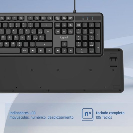 Teclado IGGUAL CK-OFFICE-105T alámbrico USB QWERTY completo negro
