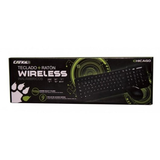 Teclado Catkil Wireless pack Chicago inalámbrico completo con ratón óptico USB
