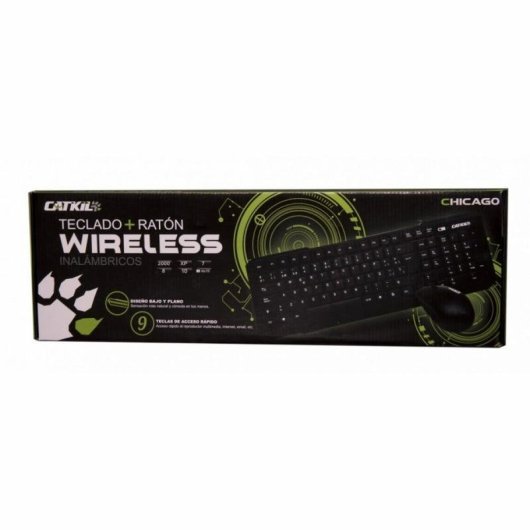 Teclado Catkil Wireless pack Chicago inalámbrico completo con ratón óptico USB