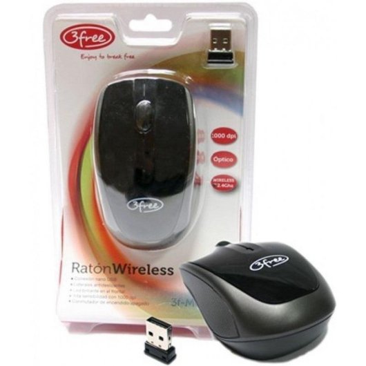 Ratón 3free 3F-MCW401 RF inalámbrico 1000 DPI Negro ergonómico