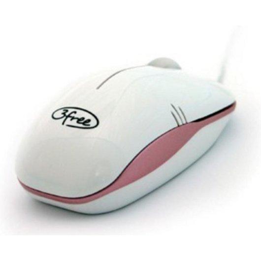 Ratón 3free 3F-MCM101/WP USB Óptico 800 DPI Blanco Rosa Mini Tamaño
