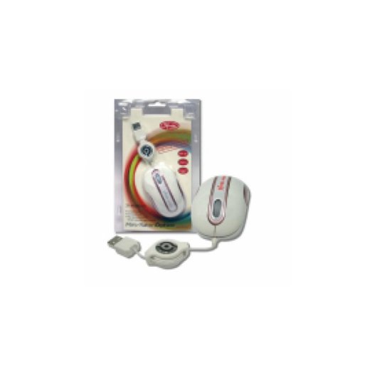 Ratón 3free 3F-MSM201/WP USB tipo A 800 DPI Blanco cable retráctil