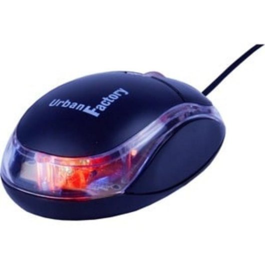 Mouse Urban Factory BDM02UF USB 800 DPI Nero Trasparente Ambidestro