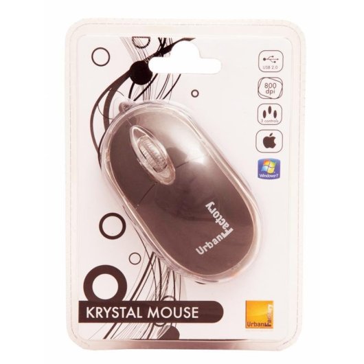 Mouse Urban Factory BDM02UF USB 800 DPI Nero Trasparente Ambidestro