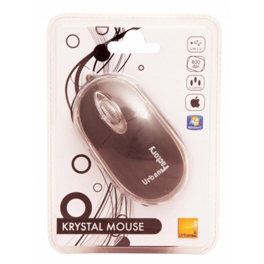 Mouse Urban Factory BDM02UF USB 800 DPI Nero Trasparente Ambidestro