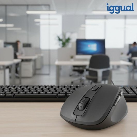 Ratón IGGUAL ERGO-SILENT-6D Inalámbrico 1600 DPI Negro 6 Botones Silencioso